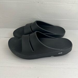 OOFOS Sandals Mens Size 12 Womens 14 Ooahh Black Recovery Comfort Slip On